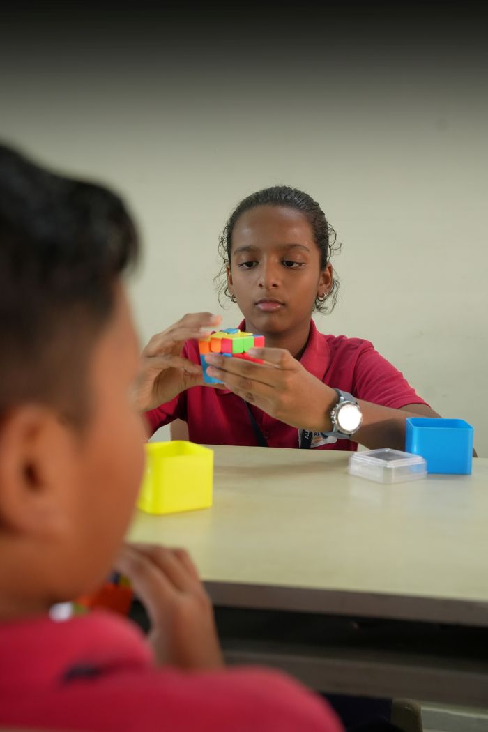Rubik’s cube activity at Alpha International School Ahmedabad – problem-solving and analytical skills